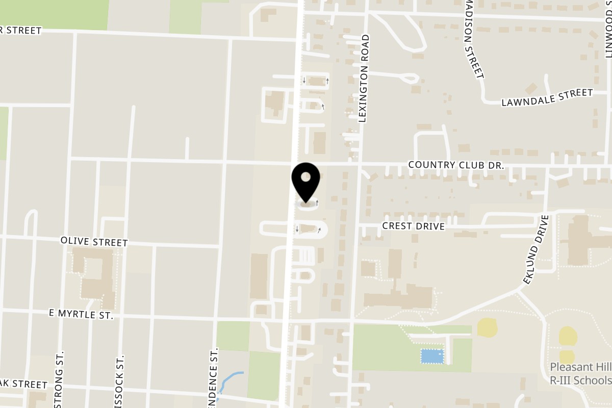 Map showing the location of Yummy's Donut Palace Pleasant Hill on 406 SW State Rte 7 in Pleasant Hill