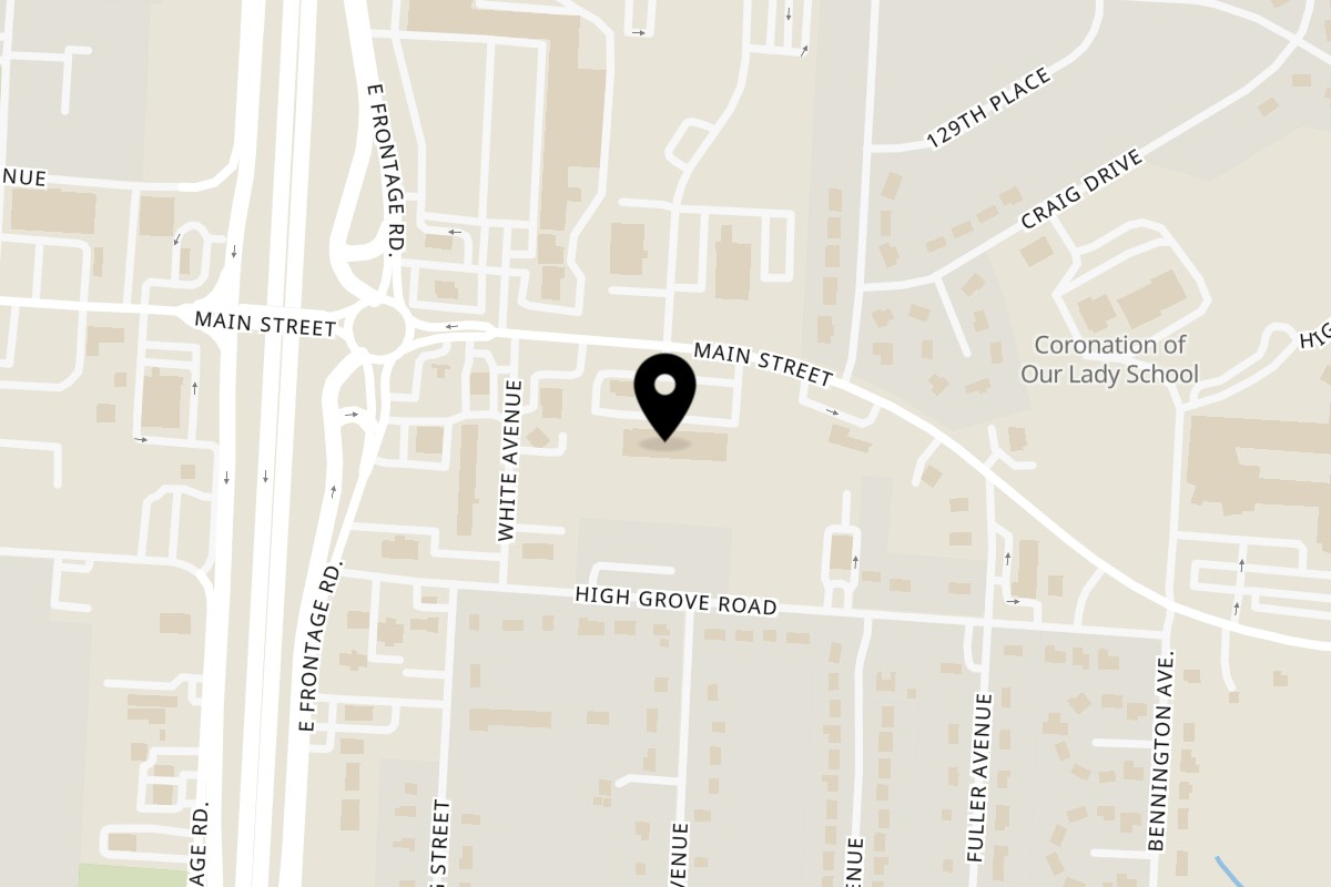 Map showing the location of Yummy's Donut Palace Grandview on 6203 Main St in Grandview