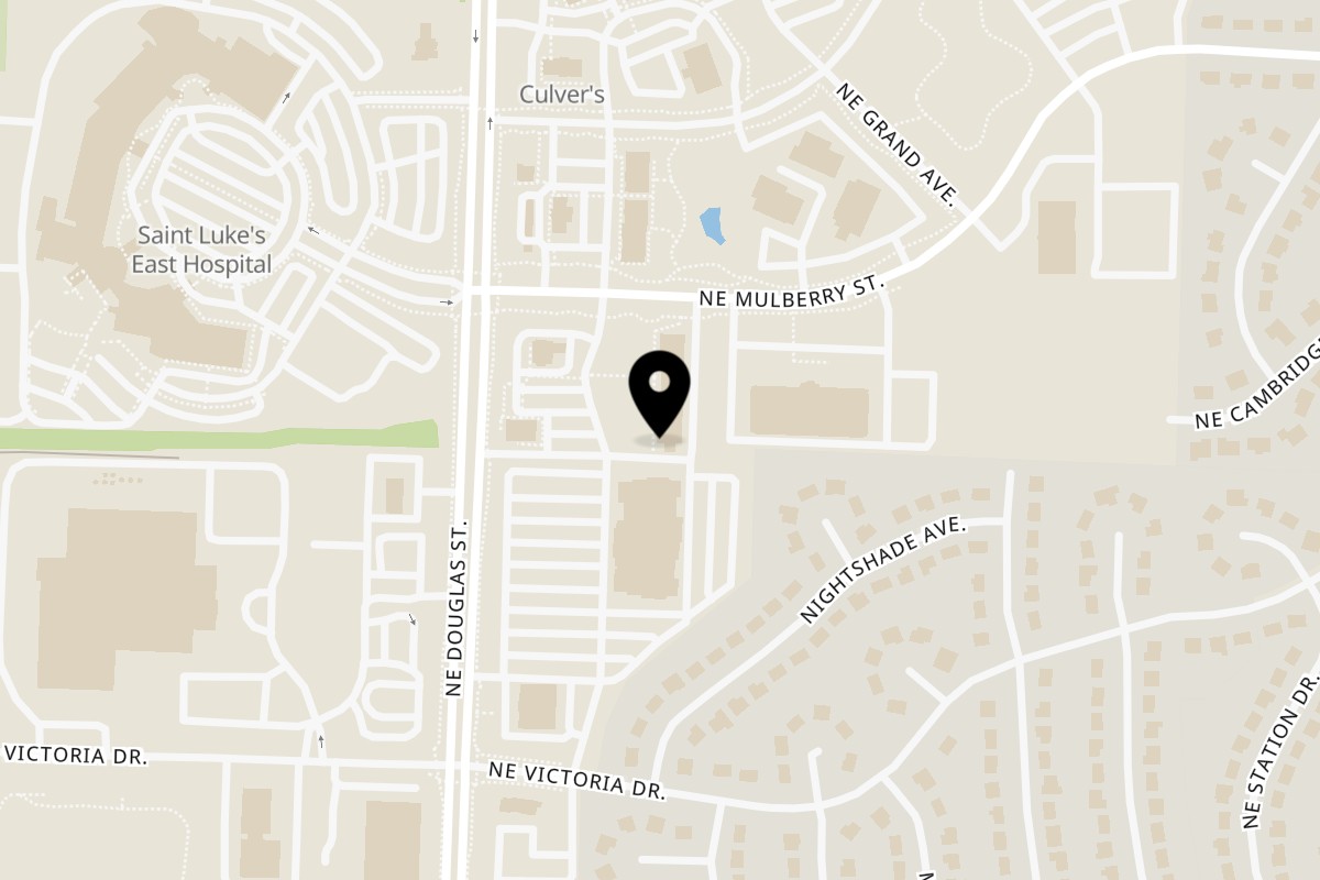 Map showing the location of Yummy's Donut Palace Lee's Summit on 1531 NE Douglas St in Lee's Summit