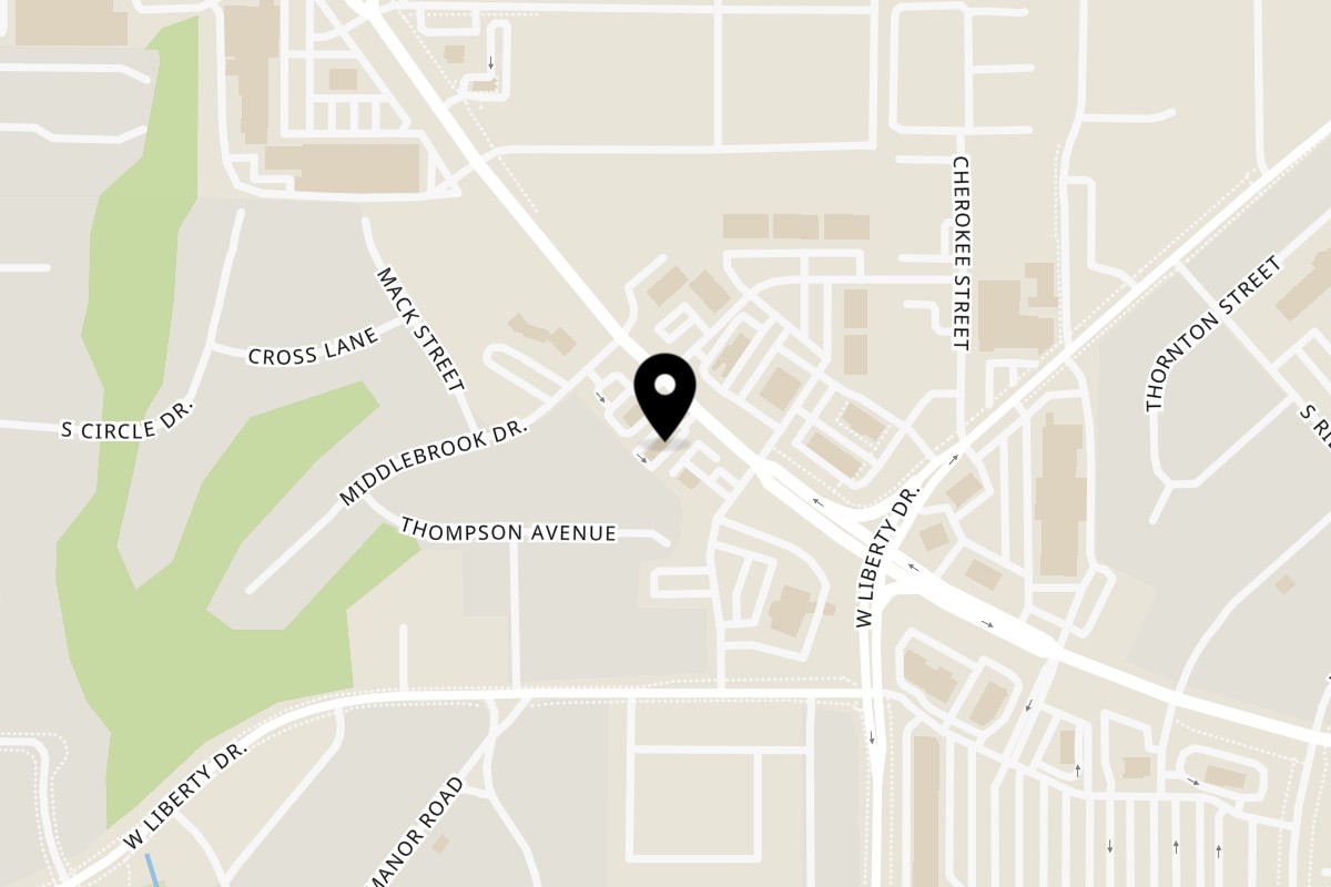 Map showing the location of Yummy's Donut Palace Liberty on 602 Rte 291 in Liberty