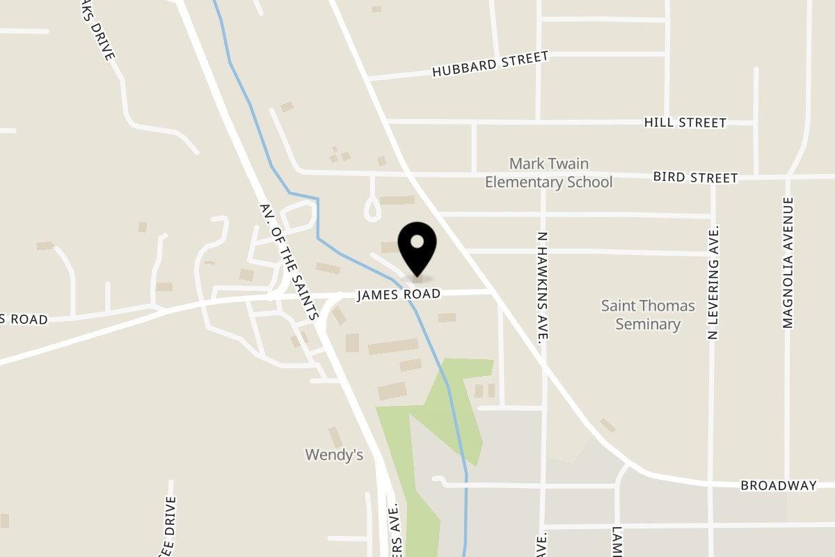 Map showing the location of Yummy's Donut Palace Hannibal on 2800 James Rd in Hannibal