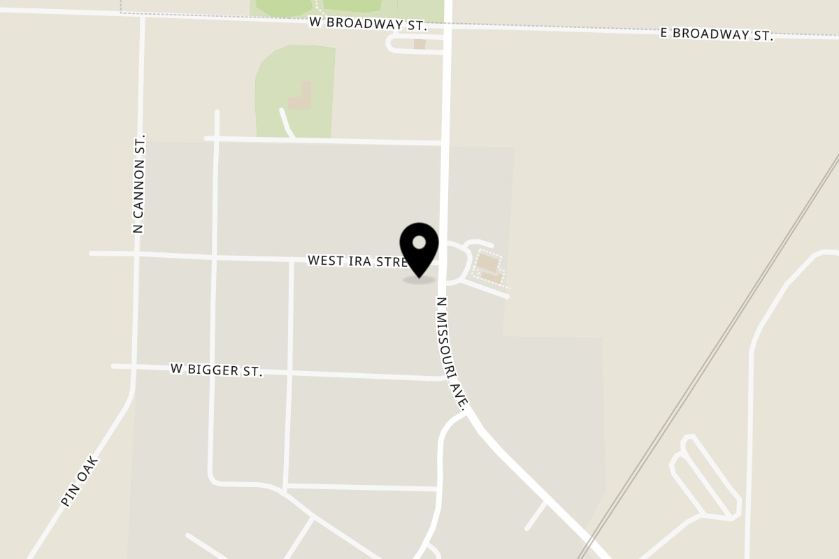 Map showing the location of Yummy's Donut Palace Marceline on 1515 MO-5 in Marceline