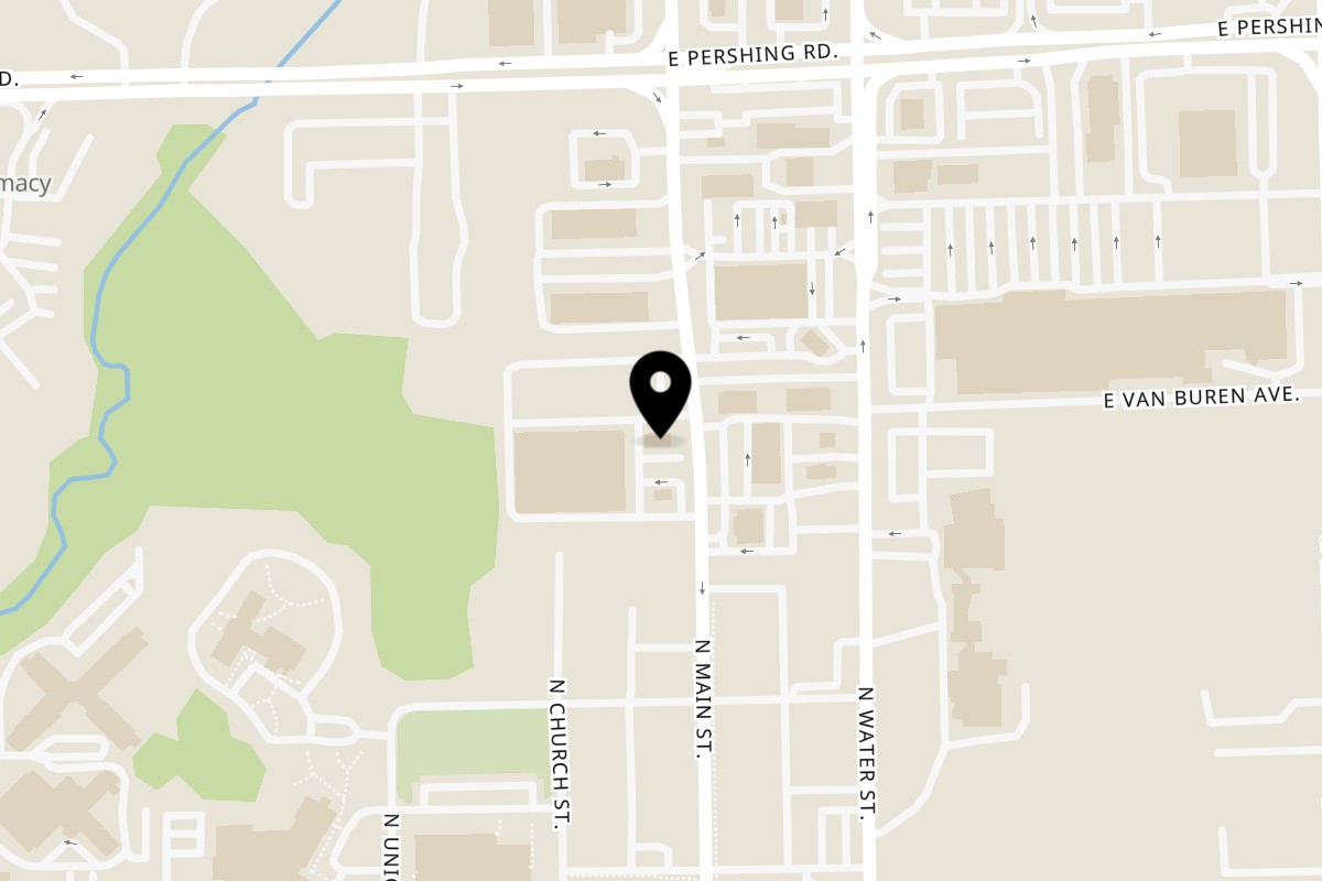 Map showing the location of Yummy's Donut Palace Decatur on 2805 N Main St in Decatur