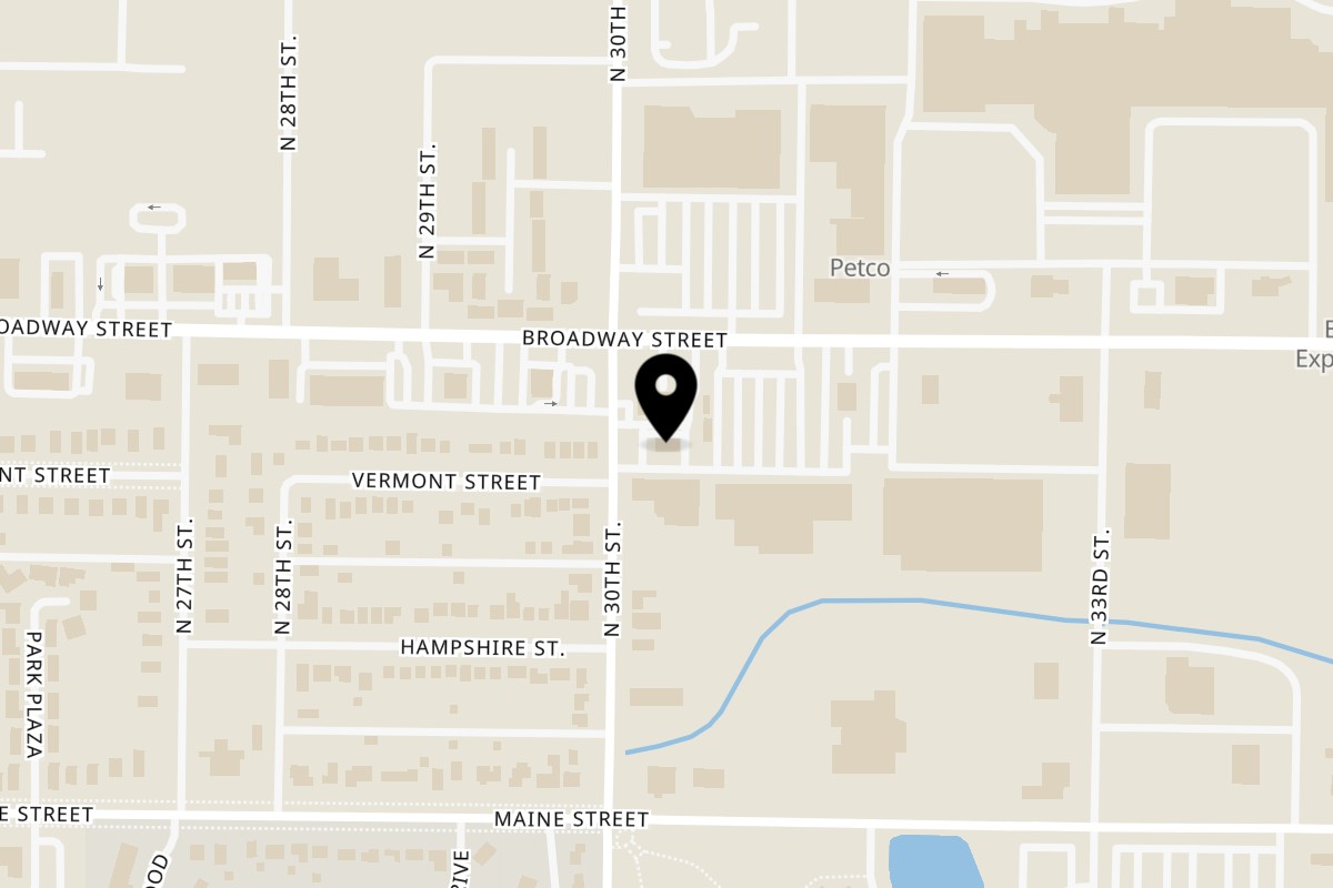 Map showing the location of Yummy's Donut Palace Quincy on 312 N 30th St in Quincy